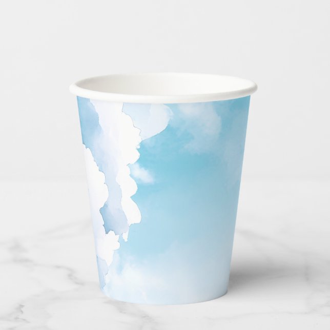 Vasos De Papel Cielo azul Nubes blancas cielo enviaron a bebé Sho (Anverso)