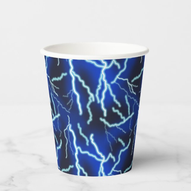 Vasos De Papel Cielo nocturno de tormenta eléctrica relámpago (Anverso)
