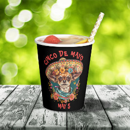 Vasos De Papel Cinco de Mayo Chihuahua con Sombrero y Serape