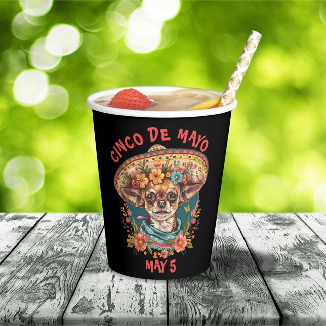 Vasos De Papel Cinco de Mayo Chihuahua con Sombrero y Serape (Subido por el creador)