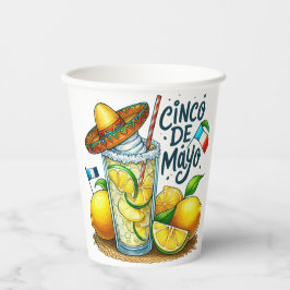 Vasos De Papel Cinco de Mayo Gorra mexicana, lemones, limas