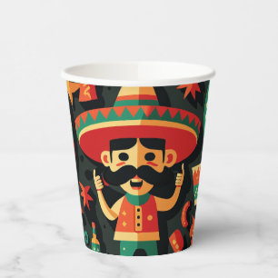 Vasos De Papel Cinco de Mayo. Patrón personalizado brillante mexi