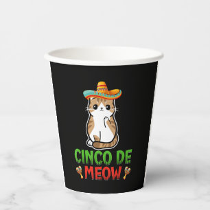Vasos De Papel Cinco De Meow Cute Cinco De Mayo Sombrero Taco Cat