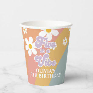 Vasos De Papel Cinco es un Vibe Retro Rainbow Paper Cups