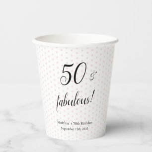 Vasos De Papel Cincuenta y fabuloso negro rosado 50 cumpleaños