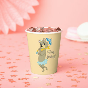 Vasos De Papel Cindy Bear Holding Parasol