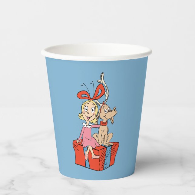 Vasos De Papel Cindy Lou Who and Max on a Present (Anverso)