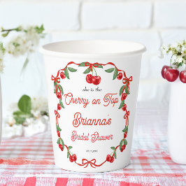 Vasos De Papel Cinta de coqueta con cereza encima para fiesta de 