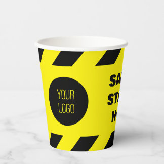 Vasos De Papel Cinta de seguridad amarilla y negra con logotipo q