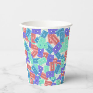 Vasos De Papel Cintas Pastel Cassette - Música estética de los añ