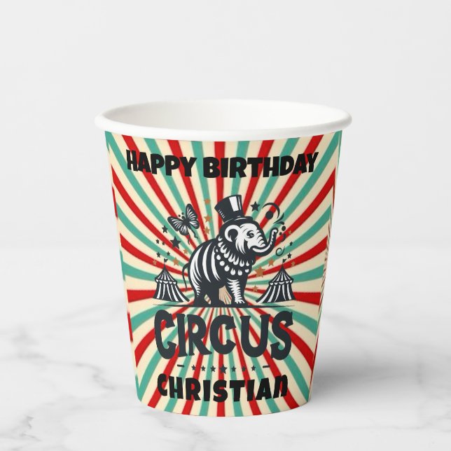 Vasos De Papel Circo caprichoso Sunburst Kids Fiesta de cumpleaño (Anverso)