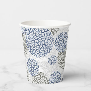 Vasos De Papel Círculos con huella de piel de leopardo gris y azu