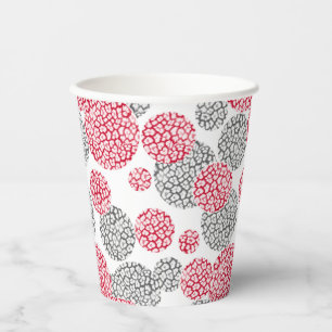 Vasos De Papel Círculos con huella de piel de leopardo gris y roj