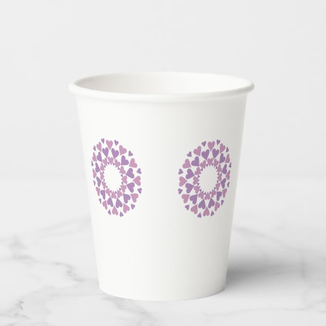 Vasos De Papel Círculos de Corazón (Anverso)