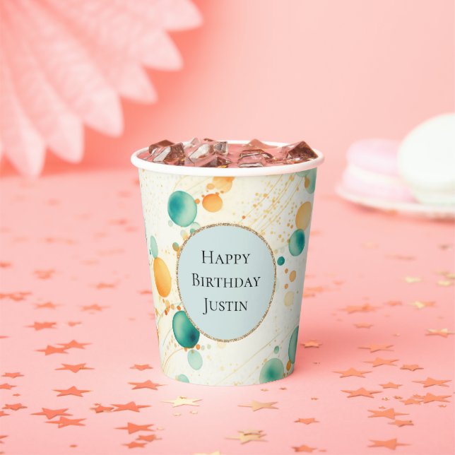 Vasos De Papel Círculos de mandarina turquesa (in situ)