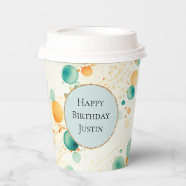 Vasos De Papel Círculos de mandarina turquesa