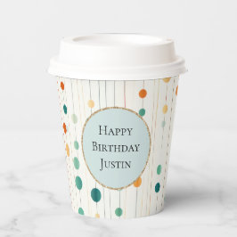 Vasos De Papel Círculos y líneas de mandarina turquesa