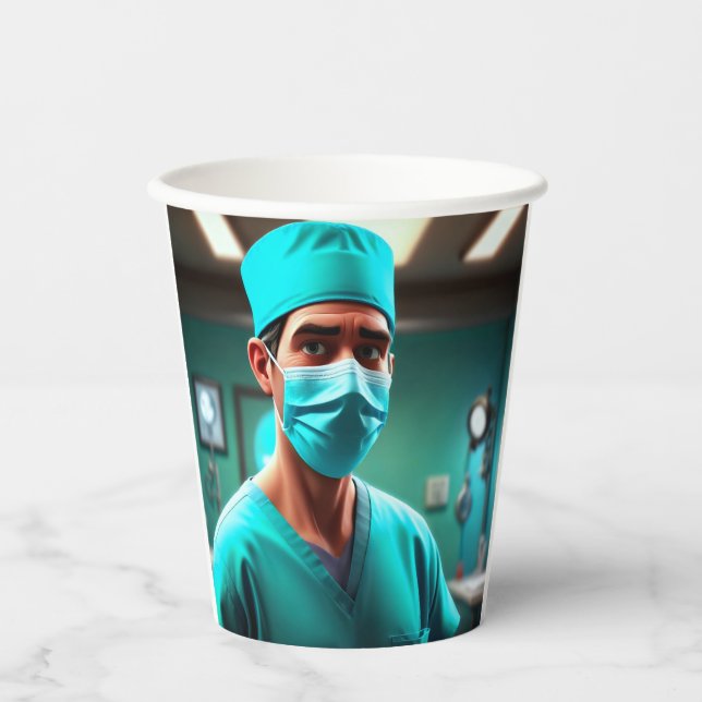 Vasos De Papel Cirujano serio (Anverso)