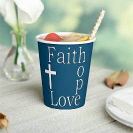 Vasos De Papel Cita cristiana "Faith Hope Love"