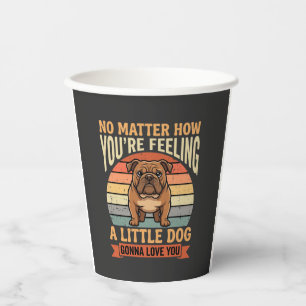 Vasos De Papel Cita de amor divertida de Bulldog Perro Retro