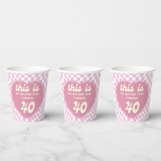 Vasos De Papel Cita divertida de cumpleaños 80 segunda vez que cu