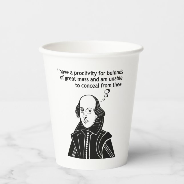 Vasos De Papel Cita divertida de Shakespeare (Anverso)