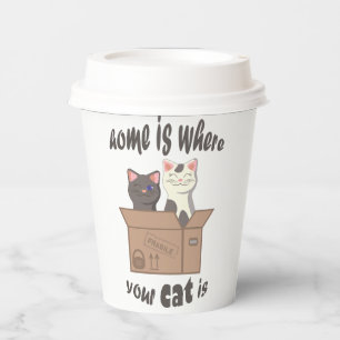 Vasos De Papel Cita divertida Home es donde está tu gato