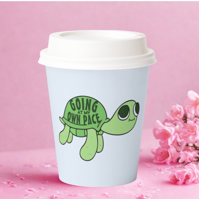 Vasos De Papel Cita divertida Tortoise Lover moderna Texto verde (modern tortoise lover paper cup)