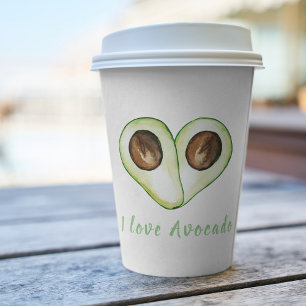 Vasos De Papel Cita Verde Moderna De Aguacate Para Regalo De Aman