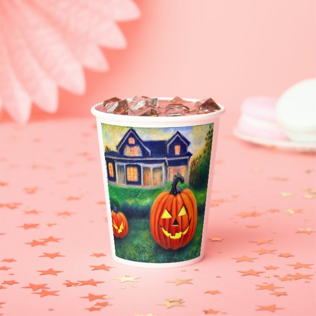 Vasos De Papel Citrouilles d’Halloween illuminées (in situ)