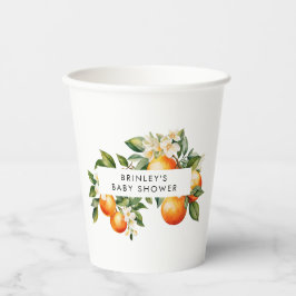 Vasos De Papel Citrus Baby Shower Paper Cup Little Cutie Naranja