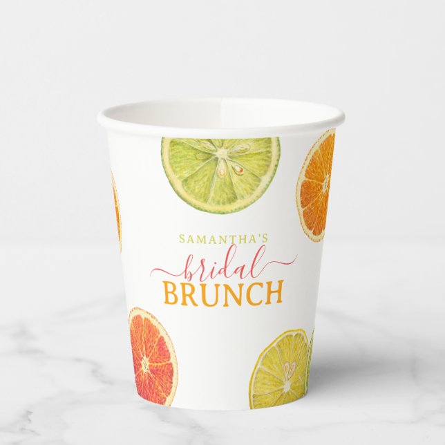 Vasos De Papel Citrus Bridal Brunch Lemon Naranja Bridal Shower (Izquierda)