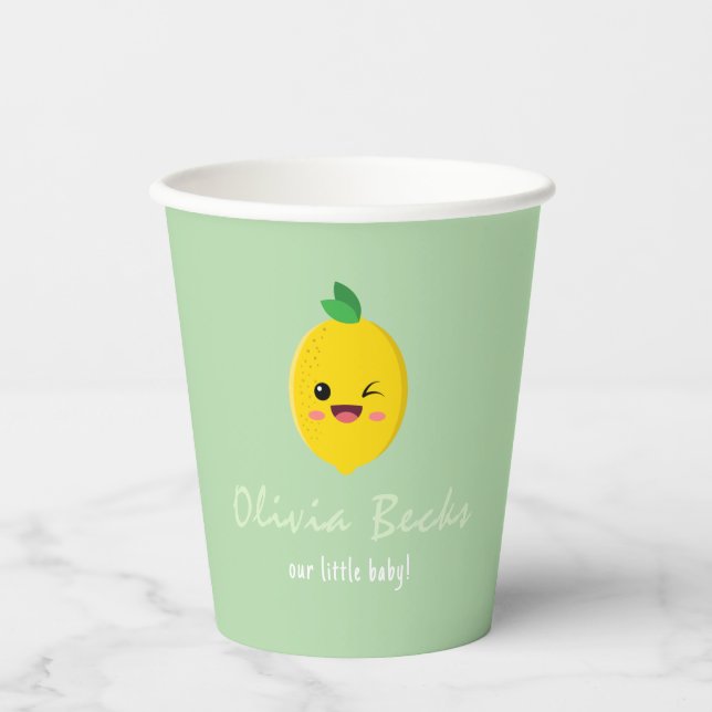 Vasos De Papel Citrus Lemon Baby Shower (Anverso)
