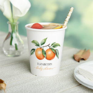 Vasos De Papel Citrus Naranja Baby Shower