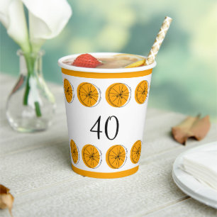 Vasos De Papel Citrus Naranja Line Edad 40