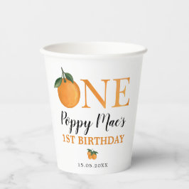 Vasos De Papel Citrus Naranja Little Cutie Primer cumpleaños