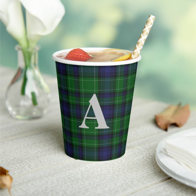 Vasos De Papel Clan Abercrombie Plaid Monogrammed (in situ)