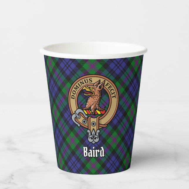 Vasos De Papel Clan Baird Escudo sobre Tartán (Anverso)