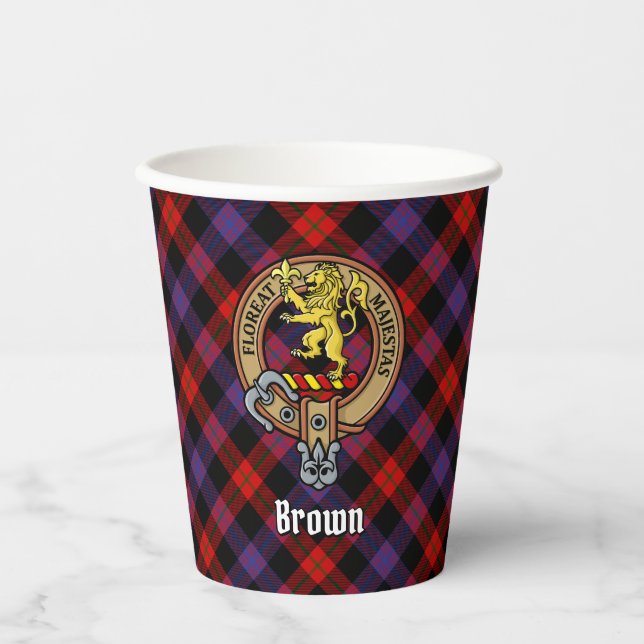 Vasos De Papel Clan Brown Escudo sobre Tartán (Anverso)
