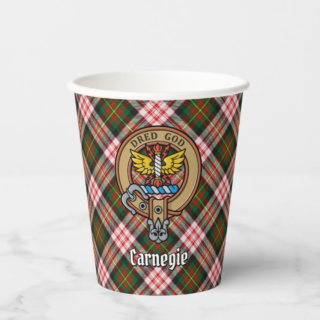 Vasos De Papel Clan Carnegie Escudo por Vestir Tartán (Anverso)