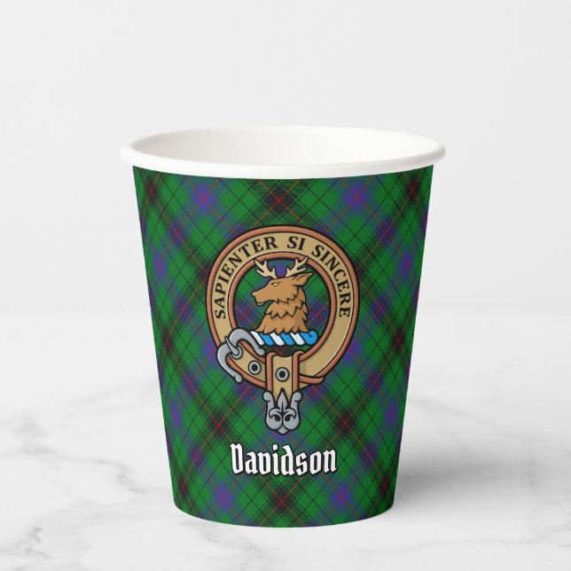 Vasos De Papel Clan Davidson Escudo sobre Tartán (Anverso)