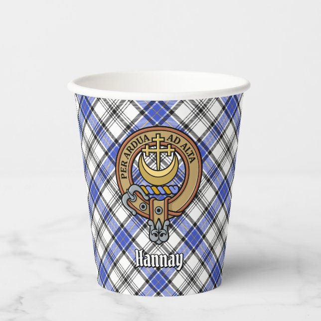 Vasos De Papel Clan Hannay Escudo sobre Tartán (Anverso)