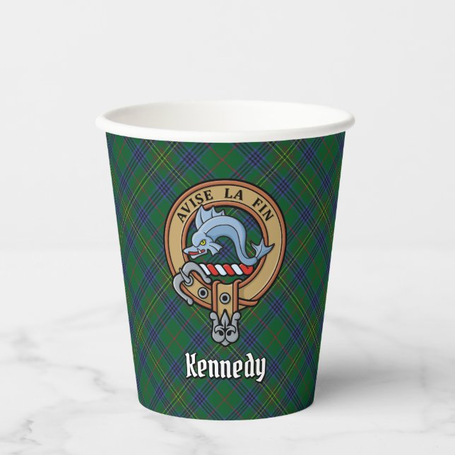 Vasos De Papel Clan Kennedy Escudo sobre Tartán (Anverso)