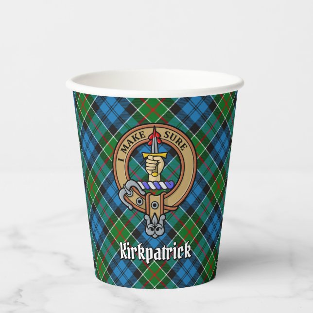 Vasos De Papel Clan Kirkpatrick Escudo sobre Tartán (Anverso)