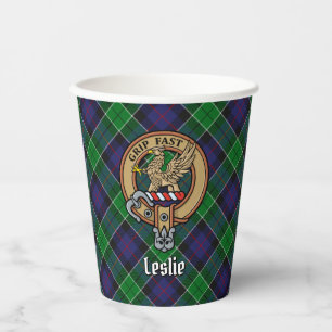 Vasos De Papel Clan Leslie Escudo sobre la caza de tartán