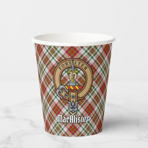 Vasos De Papel Clan MacAlister Escudo sobre copas de papel Tartán