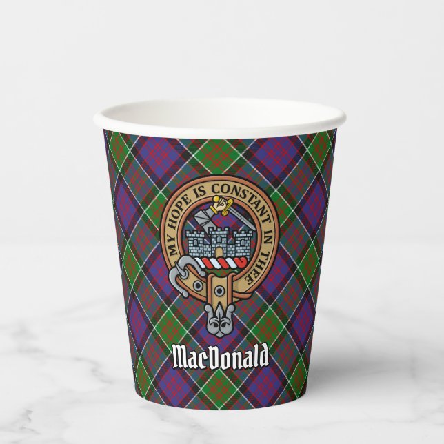 Vasos De Papel Clan MacDonald de Clanranald Escudo sobre Tartán (Anverso)