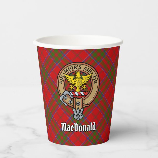Vasos De Papel Clan MacDonald de Keppoch Escudo sobre Tartán (Anverso)