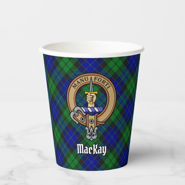 Vasos De Papel Clan MacKay Escudo sobre Tartán (Anverso)