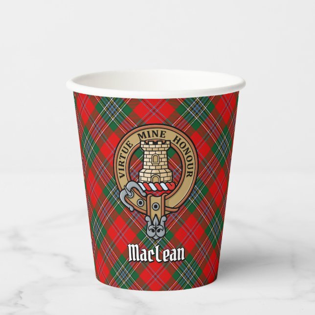 Vasos De Papel Clan MacLean Escudo sobre Tartán (Anverso)